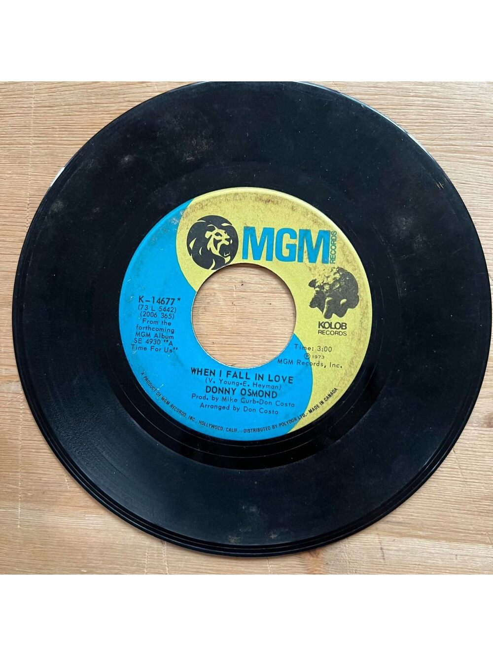 Donny Osmond - When I Fall in Love/Are you Lonesome Tonight 45rpm VG+ R13